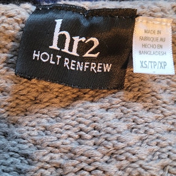HOLT RENFREW HR2 Grey Chunky Cable Knit Shoulderless Sweater Size XS - Picture 6 of 6
